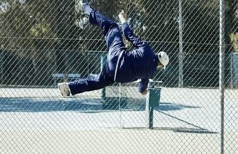 Bob Davis managing the tennis ladder on his computer